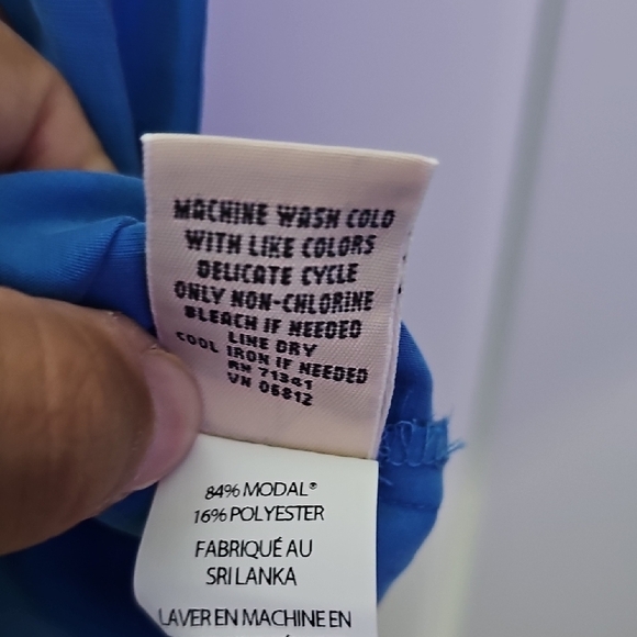 L.L. Bean Blue Blouse with Mandarin Collar Size S - Picture 6 of 7